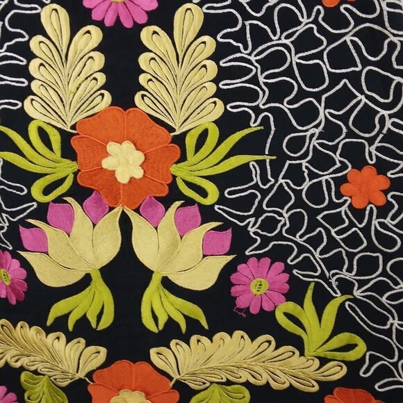 P.S.N.Y. BY SAMAN PETITE | EMBROIDERED A-line Mini Skirt Black | Size 2P - Picture 2 of 9